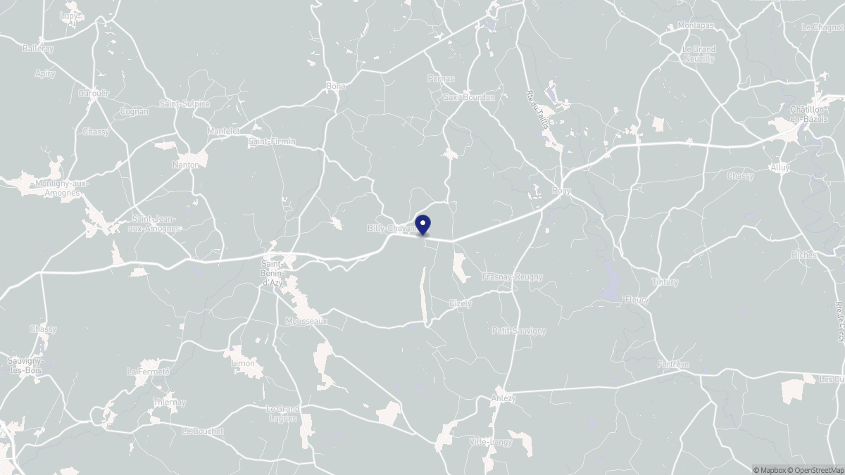 Aperçu cartographique de Billy-Chevannes, centré sur la commune