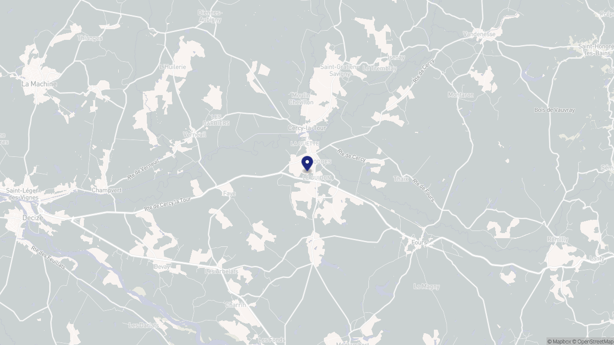 Aperçu cartographique de Cercy-la-Tour, centré sur la commune