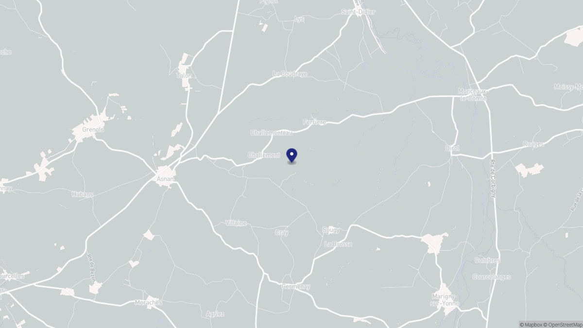 Aperçu cartographique de Challement, centré sur la commune