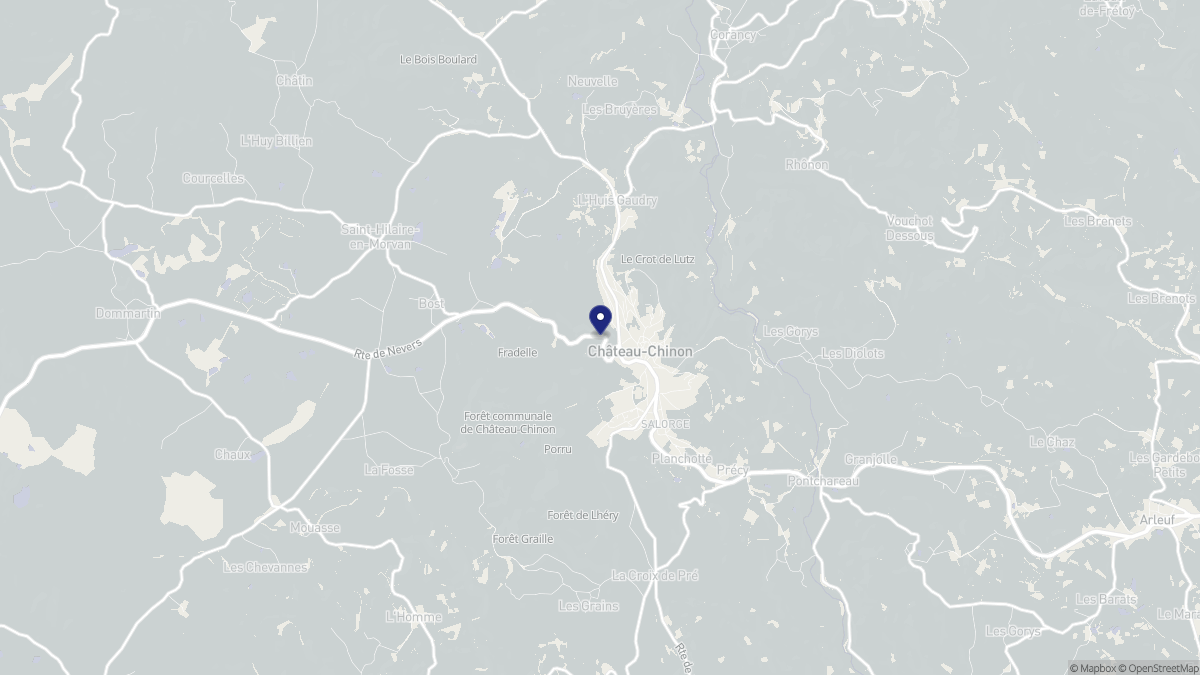 Aperçu cartographique de Château-Chinon (Ville), centré sur la commune