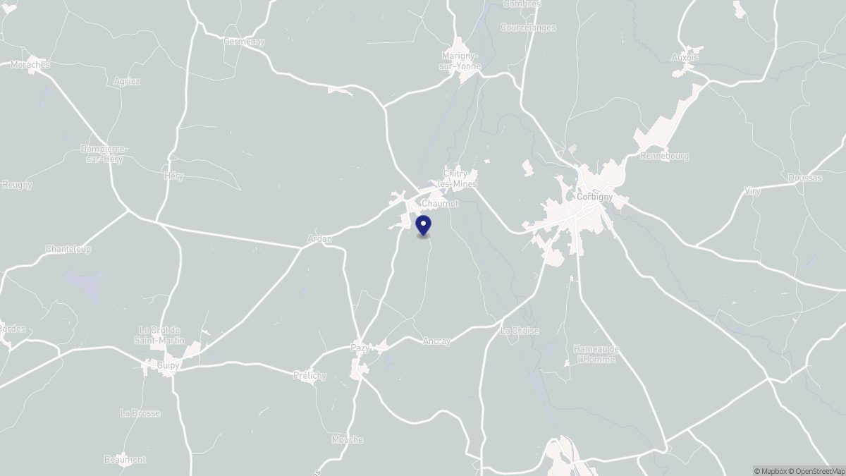 Aperçu cartographique de Chaumot, centré sur la commune