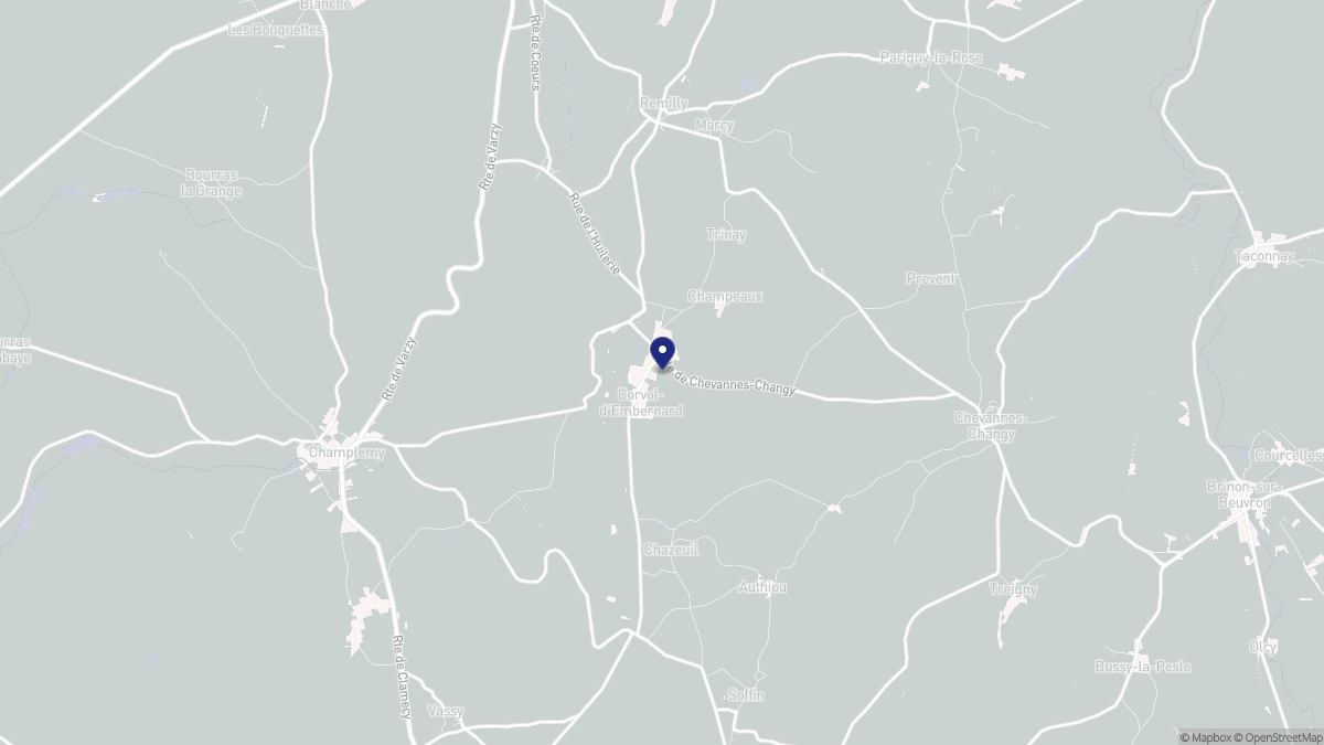 Aperçu cartographique de Corvol-d'Embernard, centré sur la commune