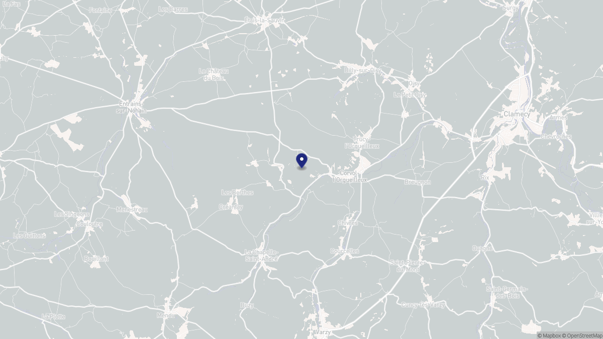 Aperçu cartographique de Corvol-l'Orgueilleux, centré sur la commune