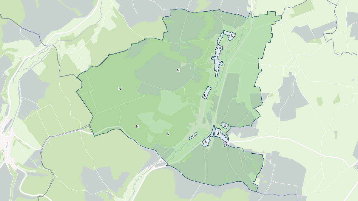 Aperçu cartographique de Courcelles, centré sur la commune