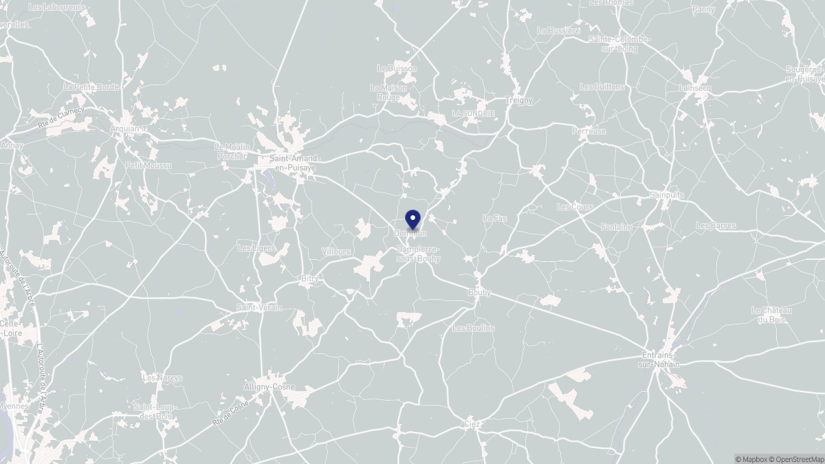 Aperçu cartographique de Dampierre-sous-Bouhy, centré sur la commune