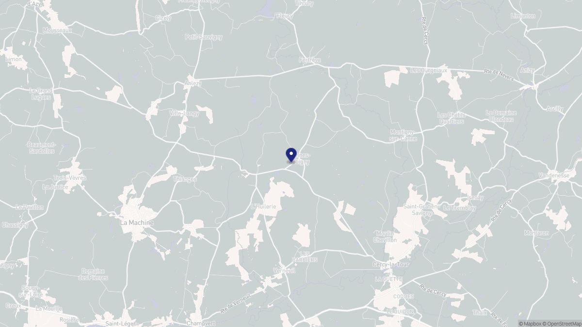 Aperçu cartographique de Diennes-Aubigny, centré sur la commune