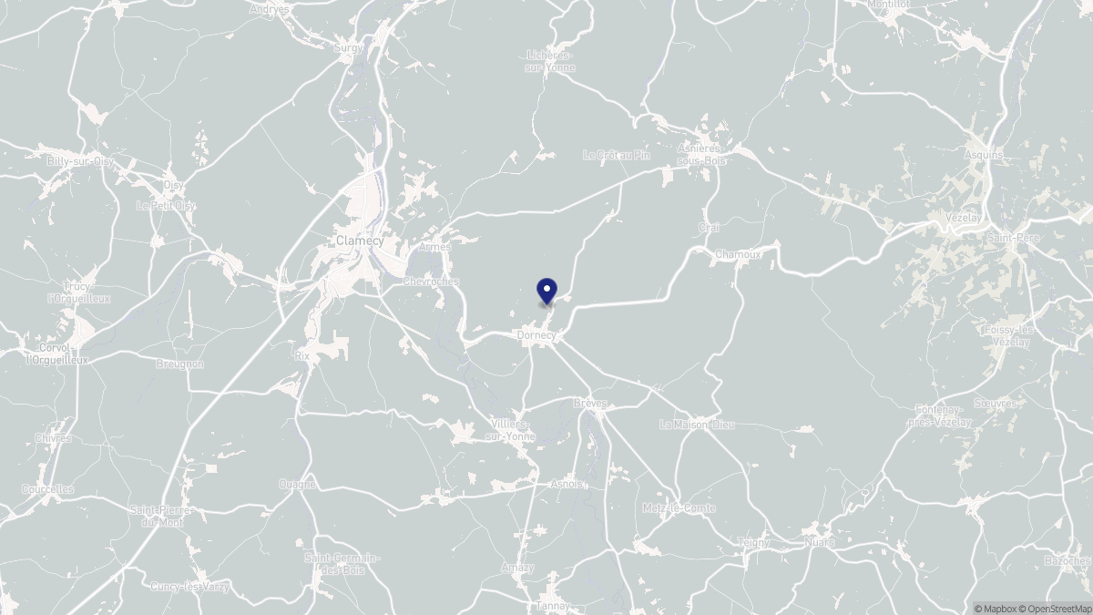Aperçu cartographique de Dornecy, centré sur la commune