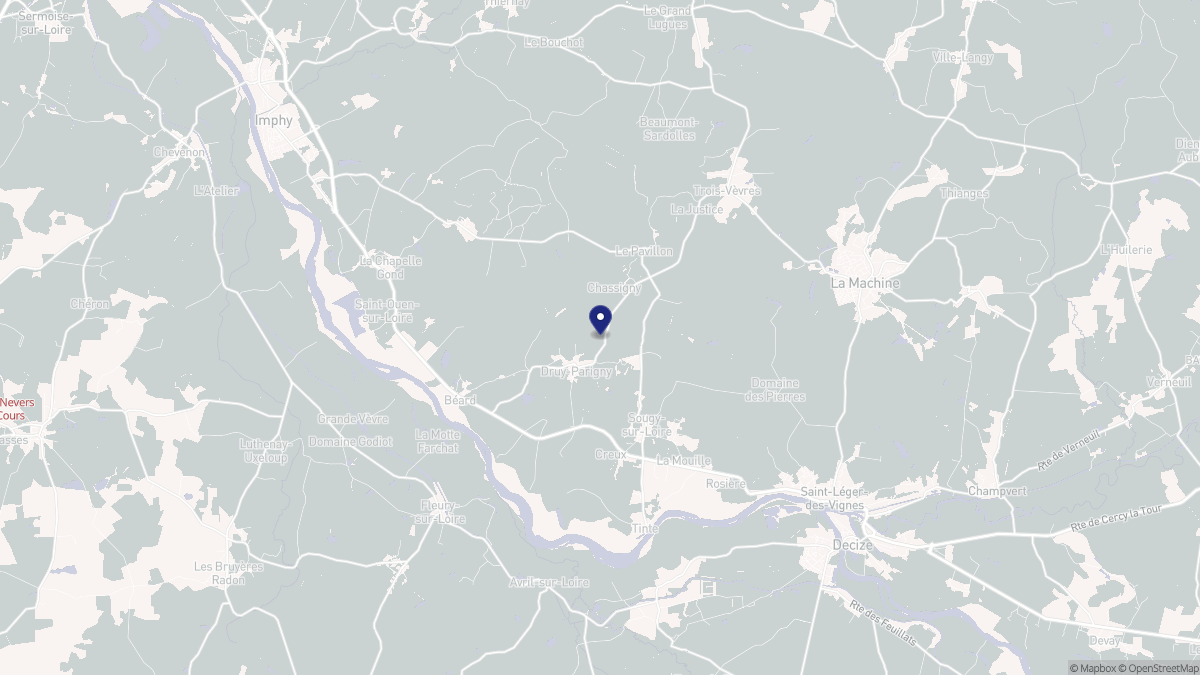 Aperçu cartographique de Druy-Parigny, centré sur la commune