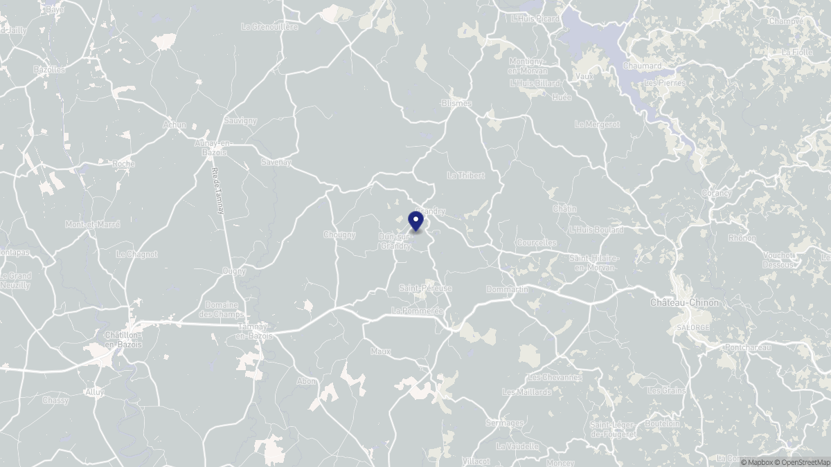 Aperçu cartographique de Dun-sur-Grandry, centré sur la commune