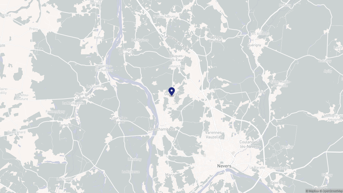 Aperçu cartographique de Garchizy, centré sur la commune