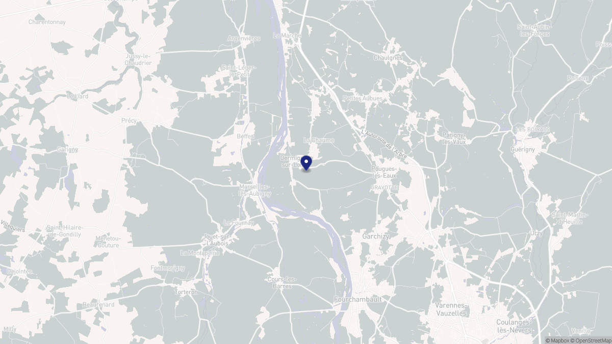 Aperçu cartographique de Germigny-sur-Loire, centré sur la commune