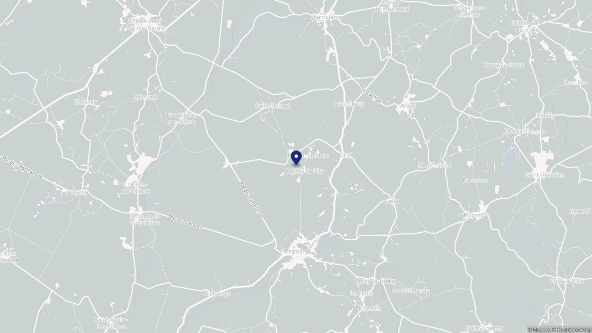 Aperçu cartographique de Giry, centré sur la commune