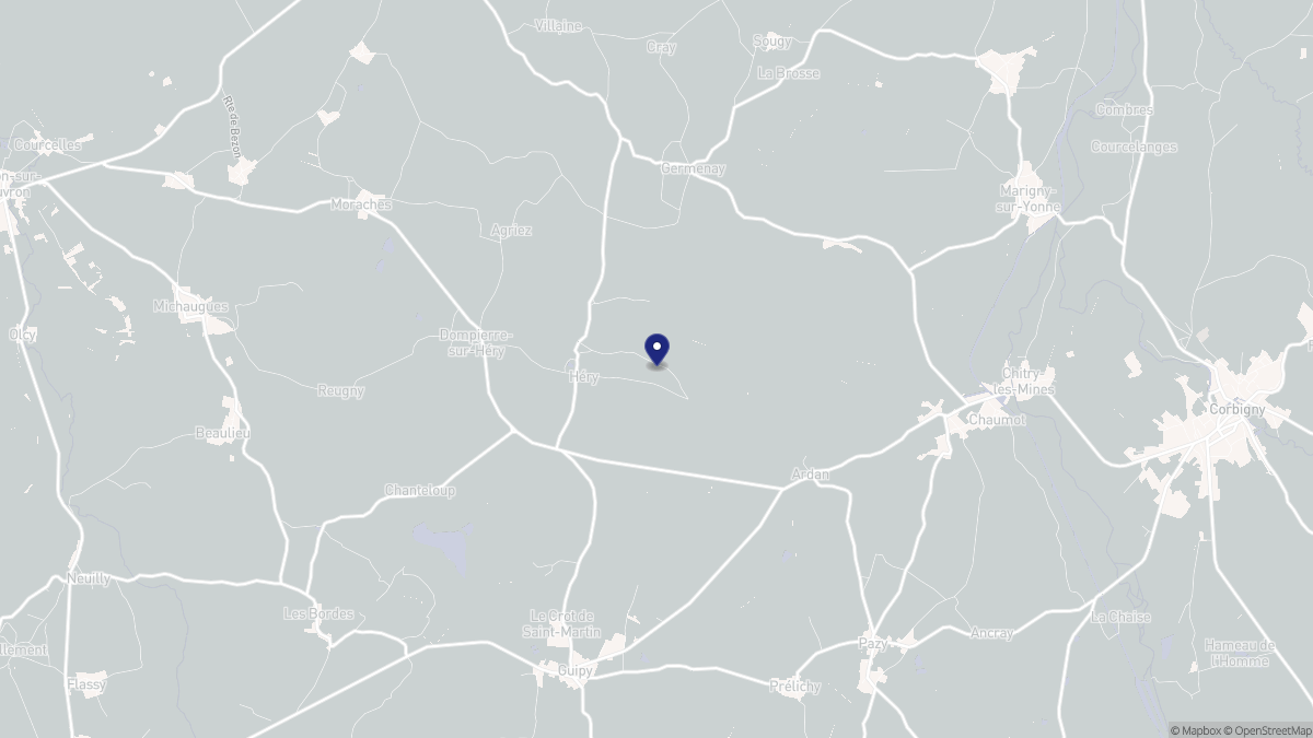 Aperçu cartographique de Héry, centré sur la commune