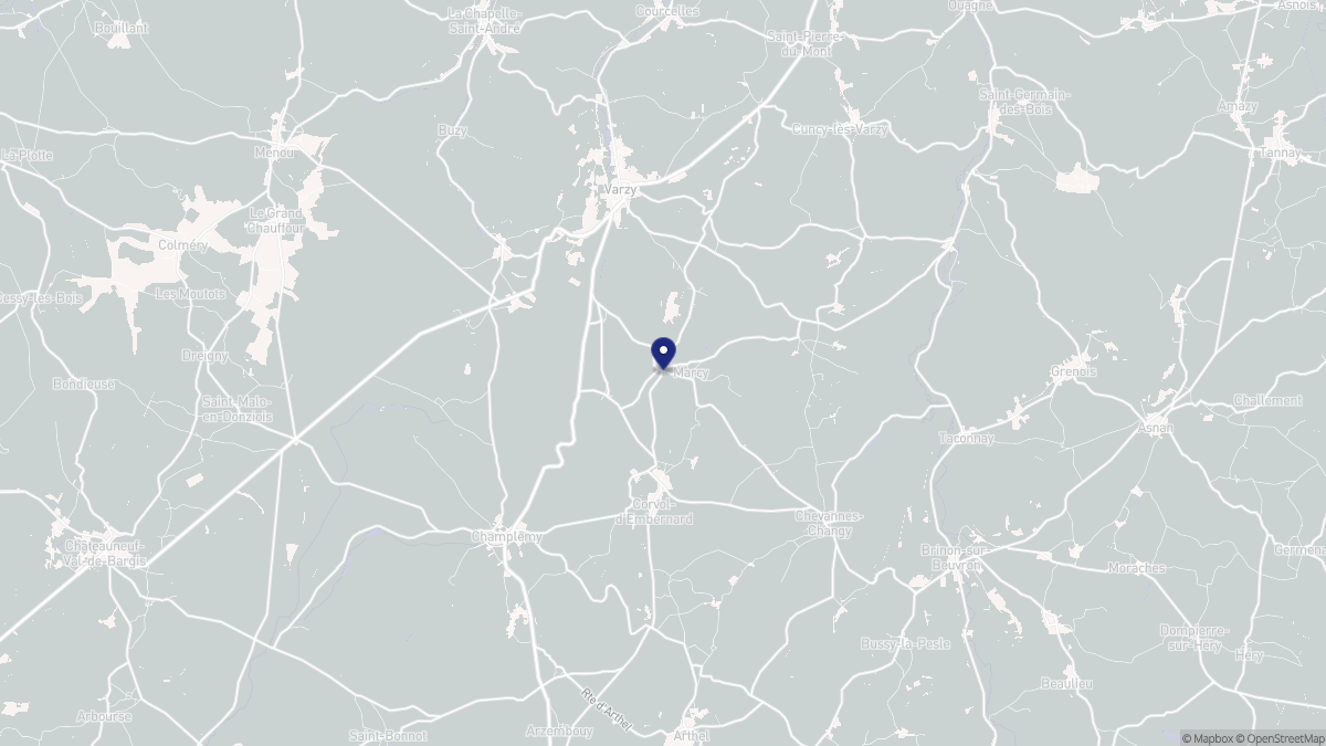 Aperçu cartographique de Marcy, centré sur la commune
