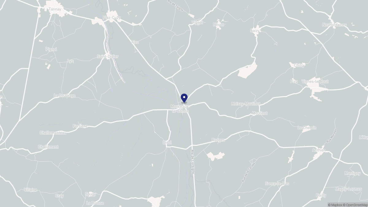 Aperçu cartographique de Monceaux-le-Comte, centré sur la commune