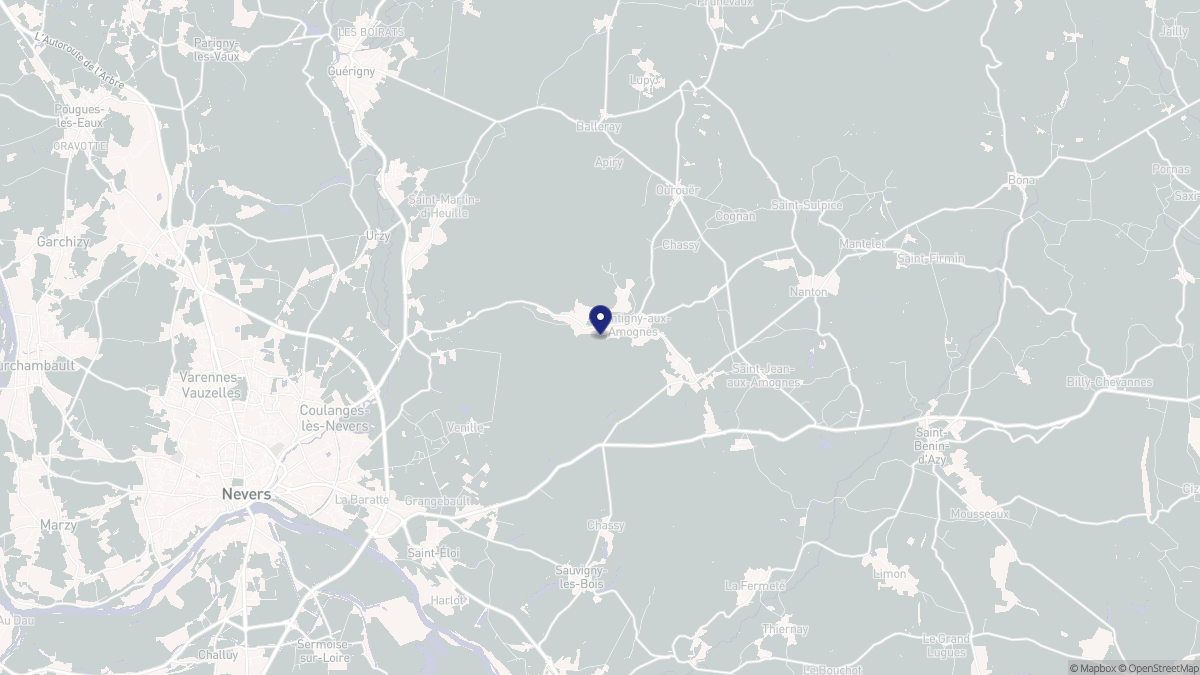 Aperçu cartographique de Montigny-aux-Amognes, centré sur la commune
