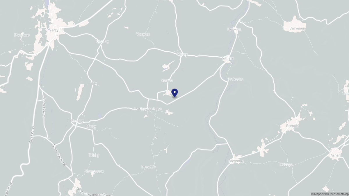 Aperçu cartographique de Parigny-la-Rose, centré sur la commune