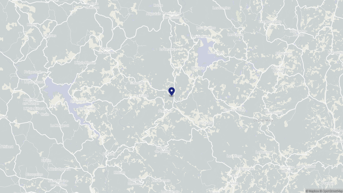 Aperçu cartographique de Planchez, centré sur la commune