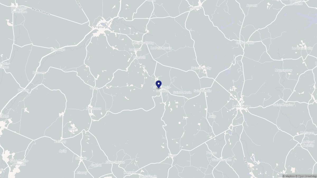 Aperçu cartographique de Saint-Benin-des-Bois, centré sur la commune