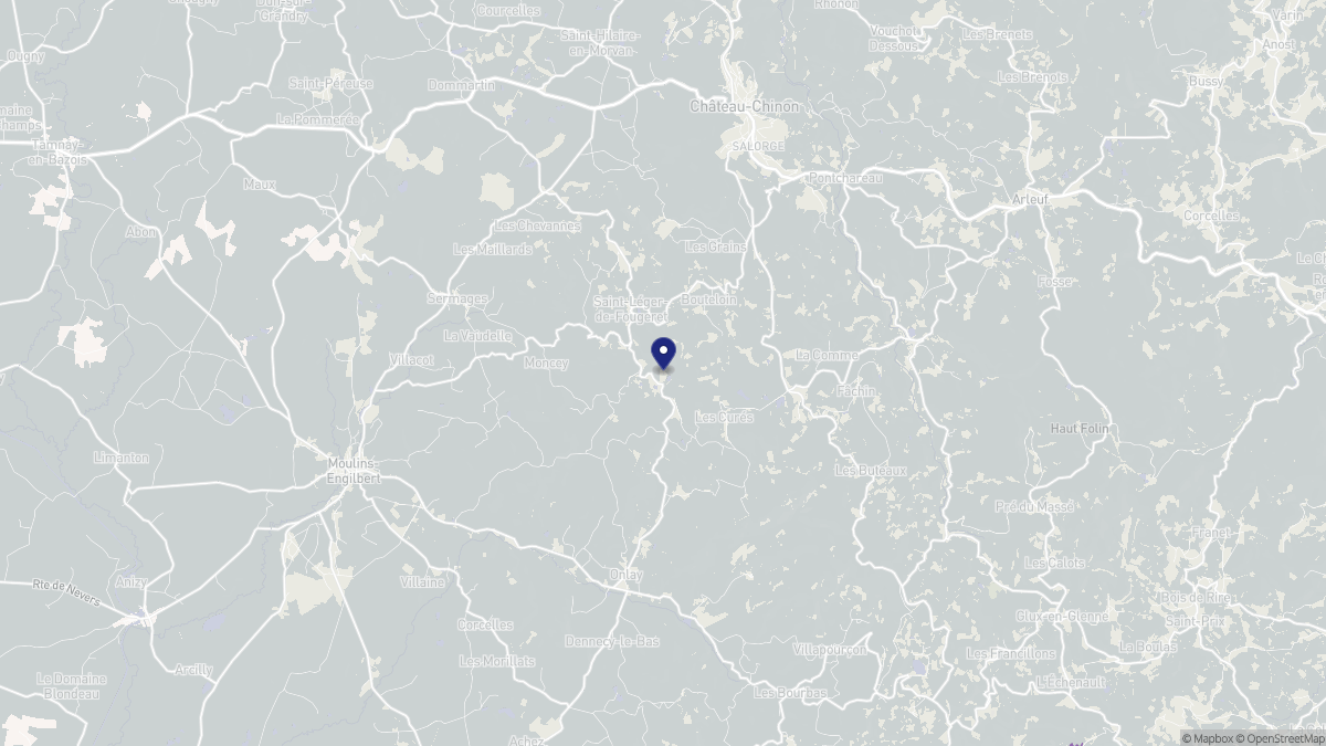 Aperçu cartographique de Saint-Léger-de-Fougeret, centré sur la commune