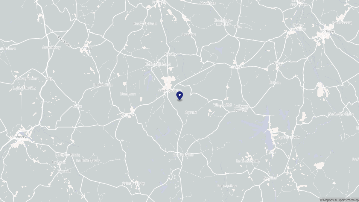 Aperçu cartographique de Saint-Révérien, centré sur la commune