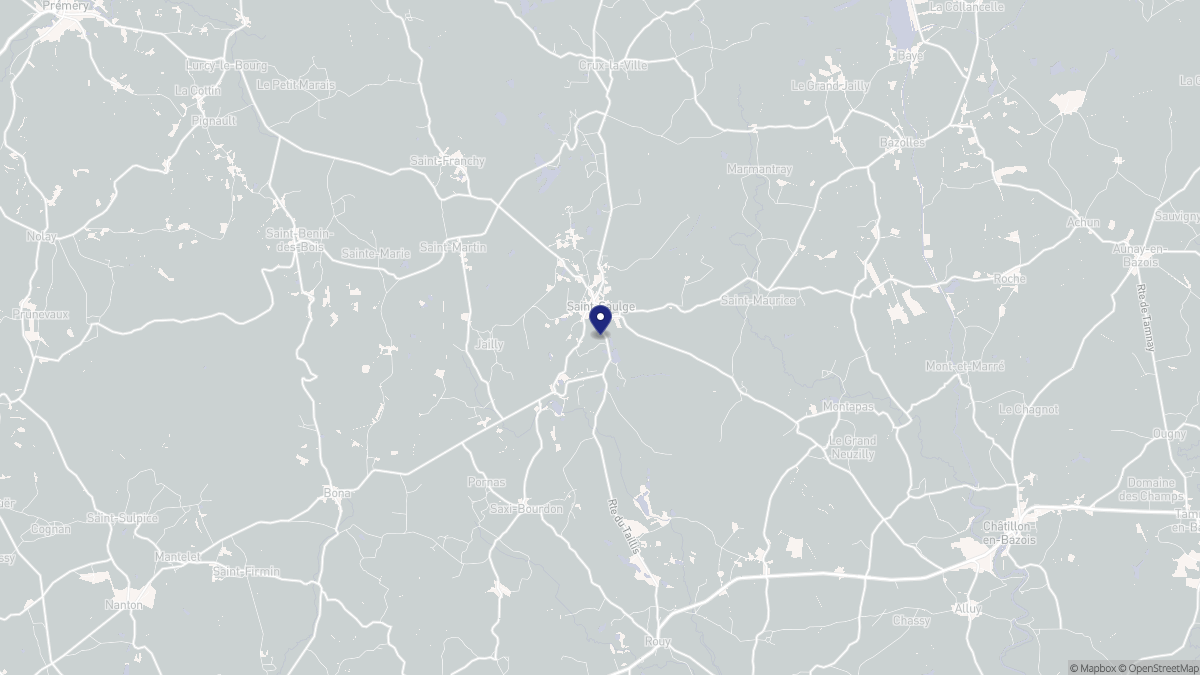 Aperçu cartographique de Saint-Saulge, centré sur la commune
