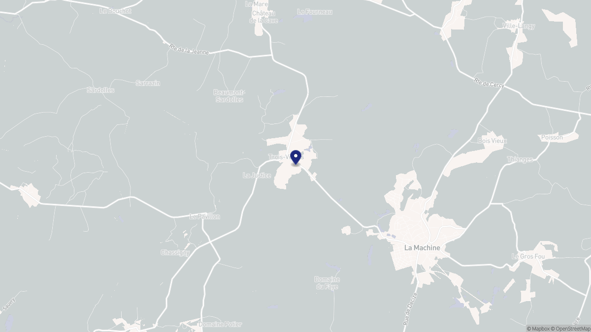 Aperçu cartographique de Trois-Vèvres, centré sur la commune