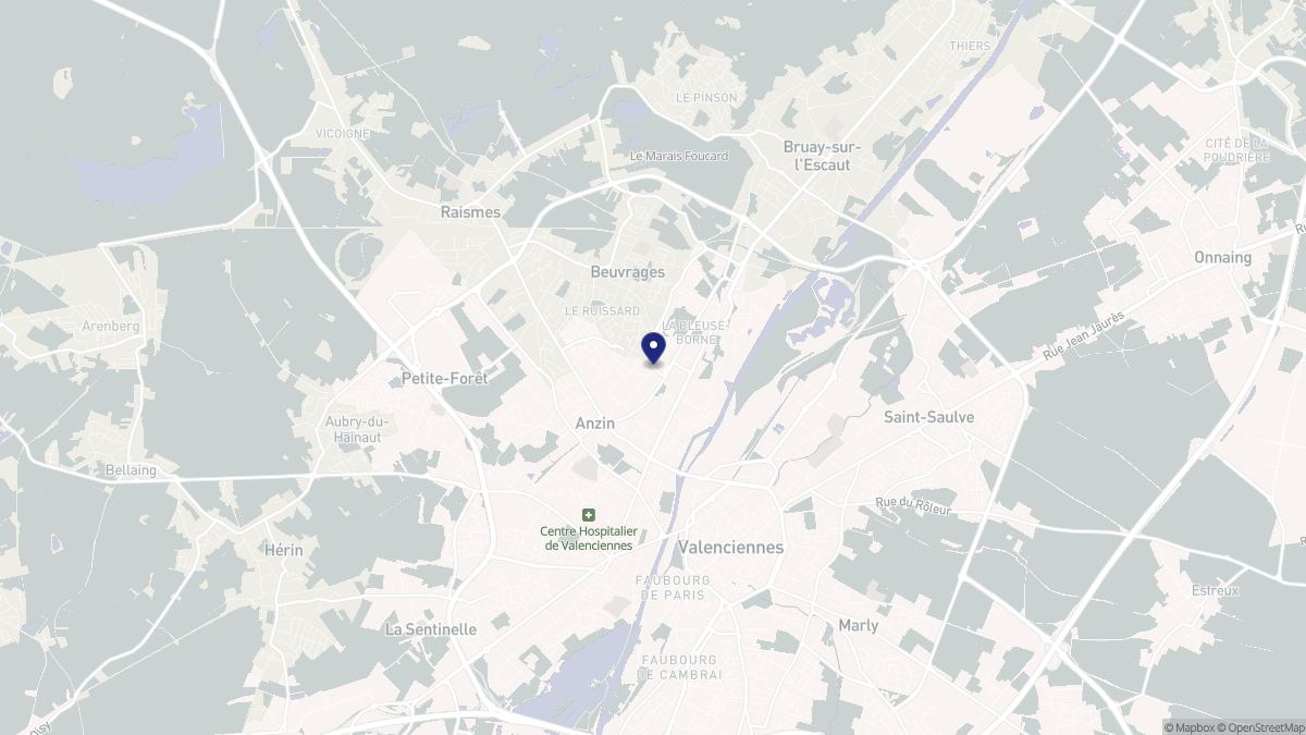 Aperçu cartographique de Anzin, centré sur la commune