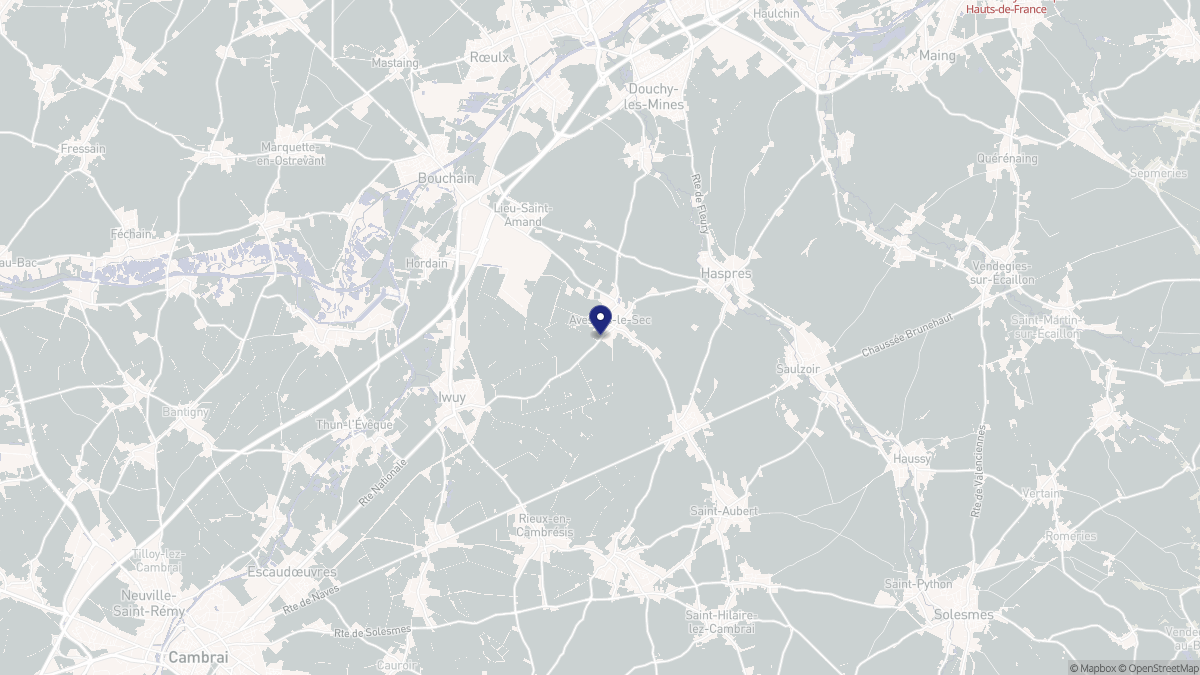 Aperçu cartographique de Avesnes-le-Sec, centré sur la commune