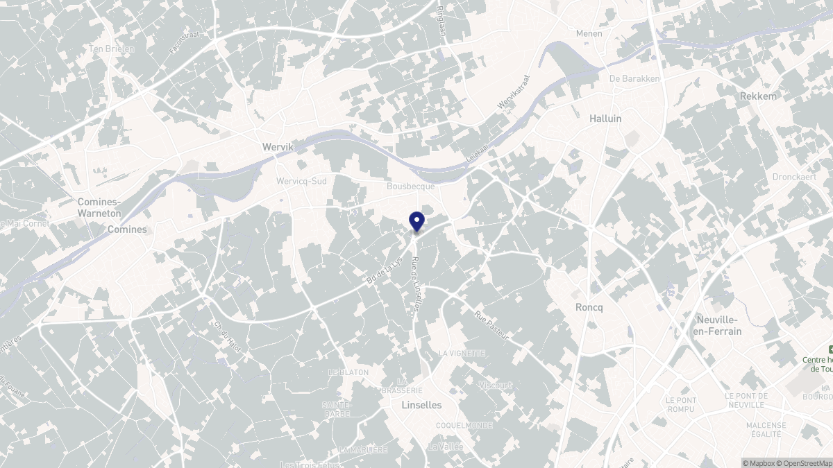 Aperçu cartographique de Bousbecque, centré sur la commune