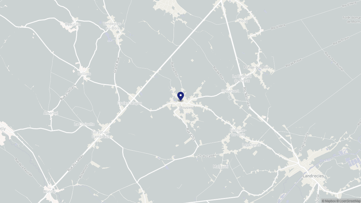 Aperçu cartographique de Bousies, centré sur la commune