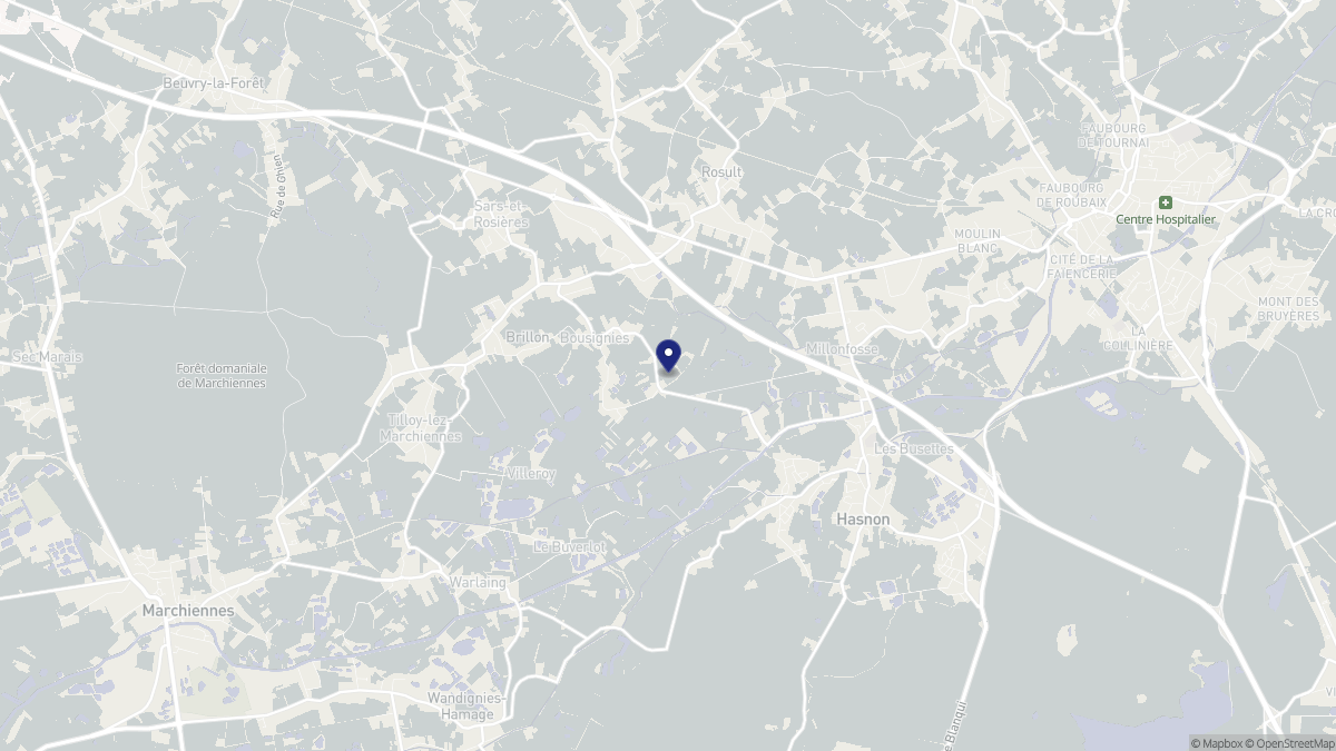 Aperçu cartographique de Bousignies, centré sur la commune