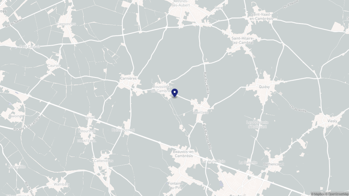 Aperçu cartographique de Boussières-en-Cambrésis, centré sur la commune