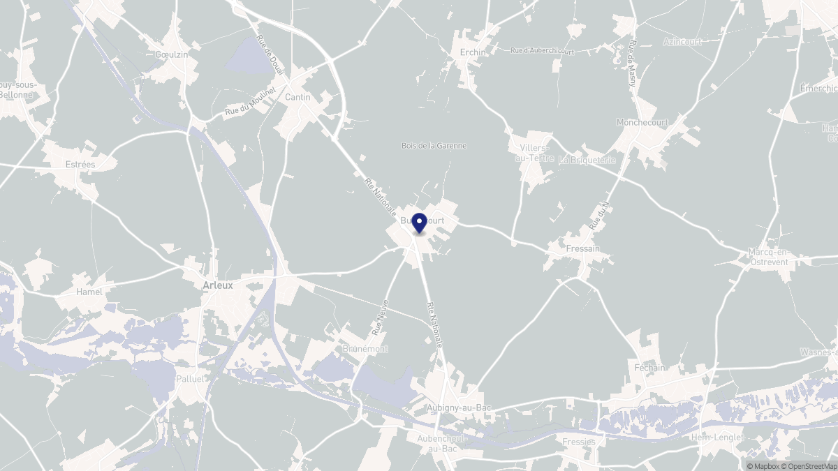 Aperçu cartographique de Bugnicourt, centré sur la commune
