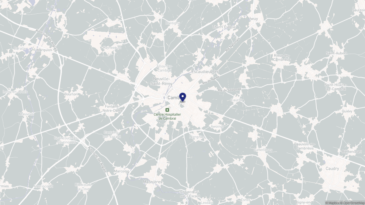 Aperçu cartographique de Cambrai, centré sur la commune