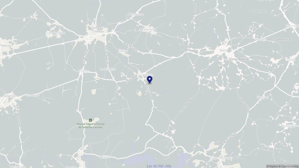 Aperçu cartographique de Clairfayts, centré sur la commune
