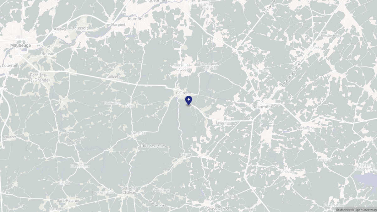Aperçu cartographique de Cousolre, centré sur la commune