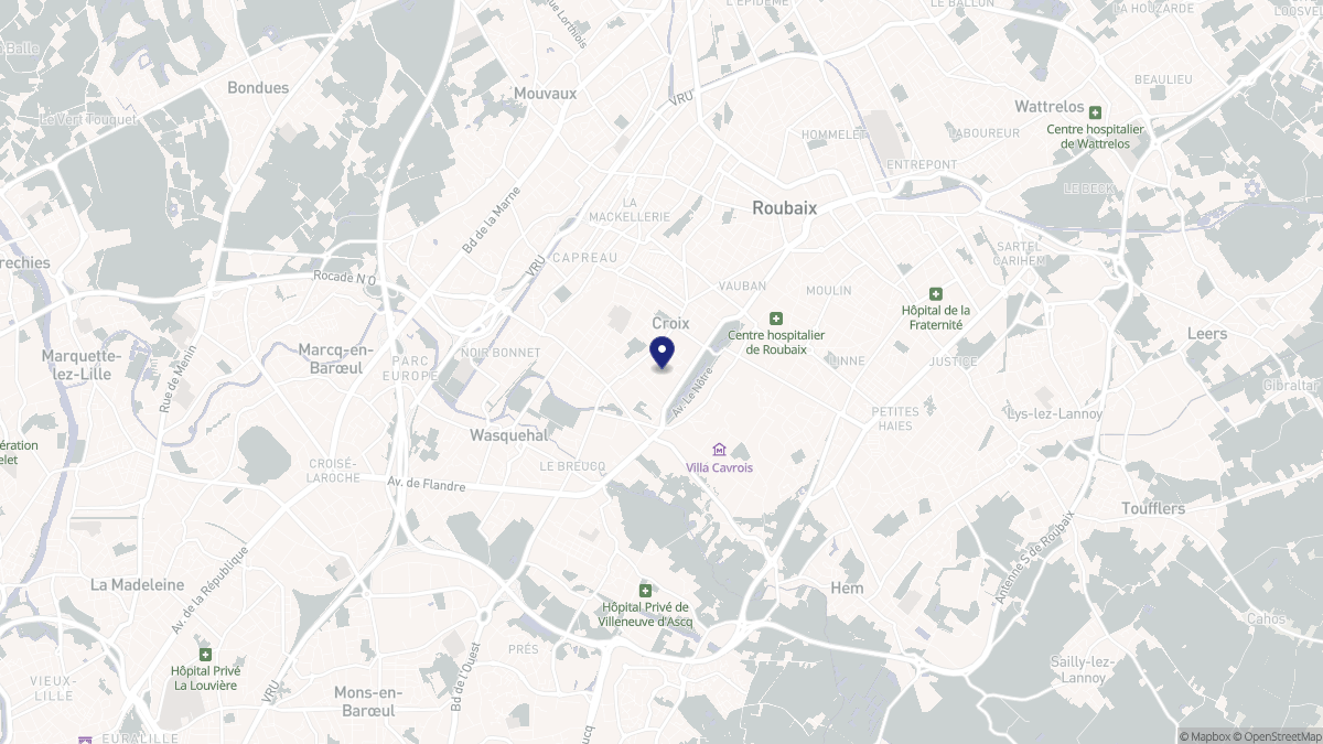 Aperçu cartographique de Croix, centré sur la commune