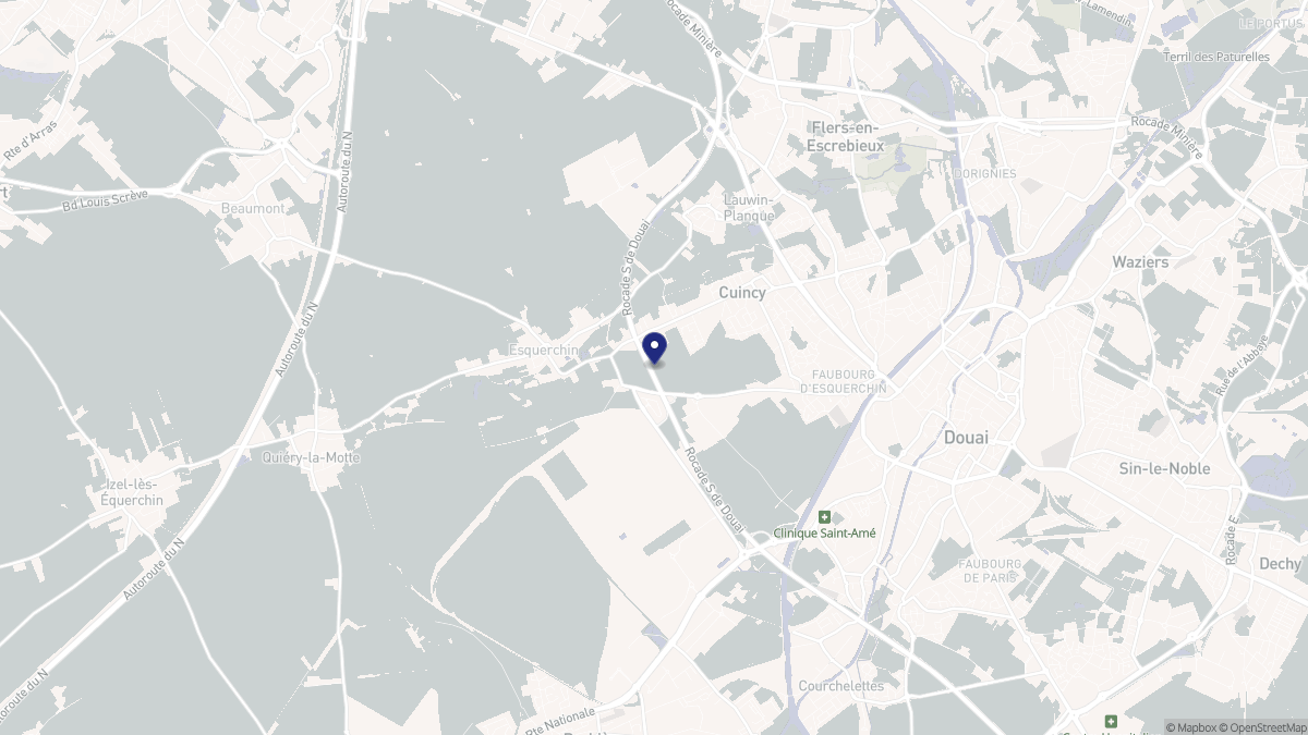 Aperçu cartographique de Cuincy, centré sur la commune