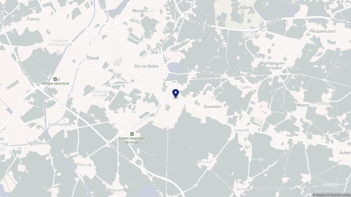 Aperçu cartographique de Dechy, centré sur la commune