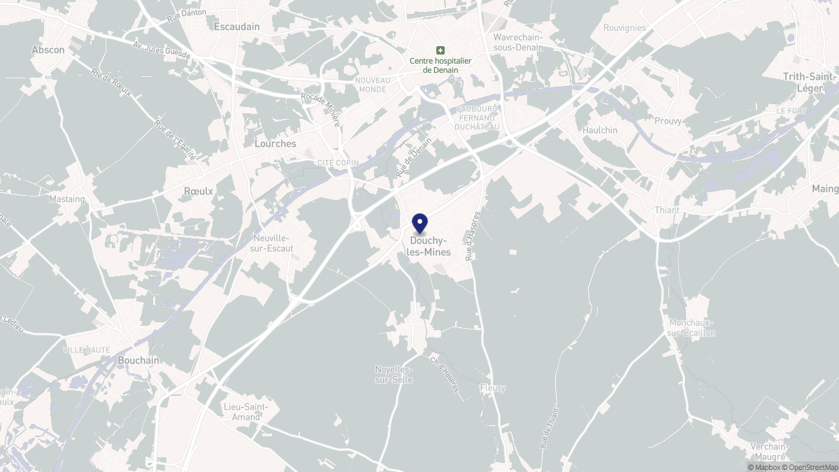Aperçu cartographique de Douchy-les-Mines, centré sur la commune