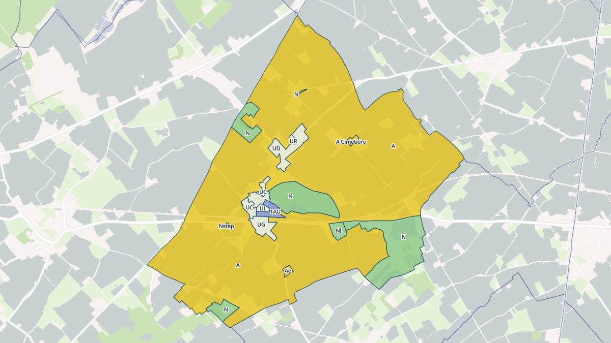 Aperçu cartographique de Ebblinghem, centré sur la commune