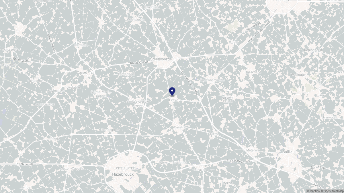 Aperçu cartographique de Eecke, centré sur la commune