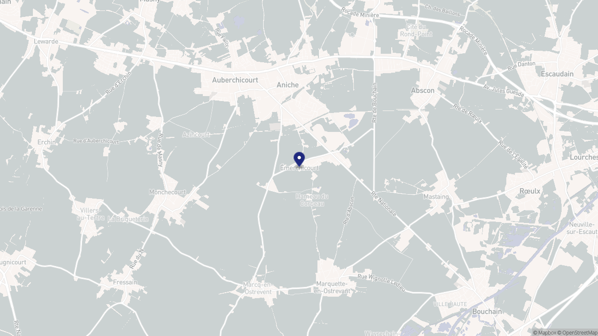 Aperçu cartographique de Émerchicourt, centré sur la commune