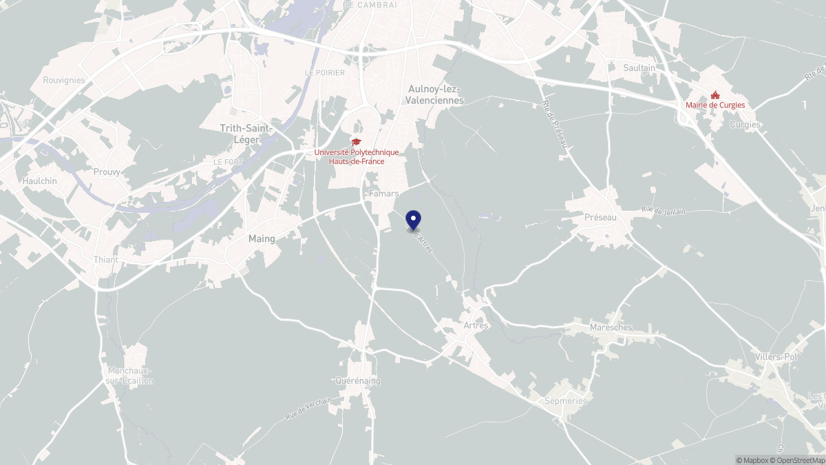Aperçu cartographique de Famars, centré sur la commune