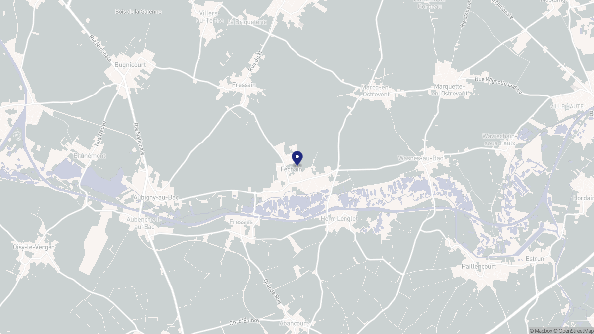 Aperçu cartographique de Féchain, centré sur la commune