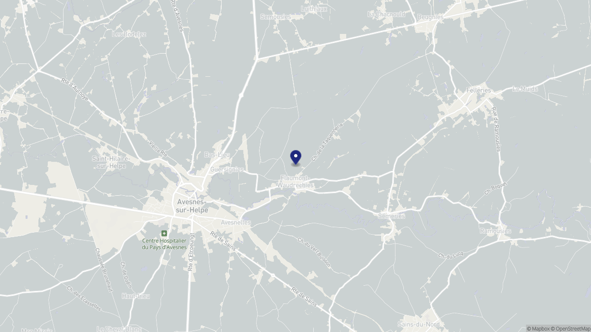 Aperçu cartographique de Flaumont-Waudrechies, centré sur la commune