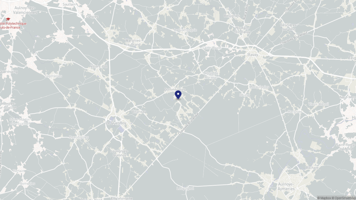 Aperçu cartographique de Gommegnies, centré sur la commune
