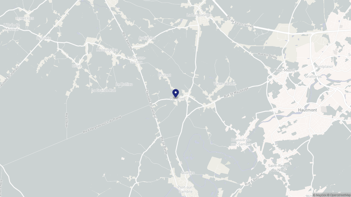 Aperçu cartographique de Hargnies, centré sur la commune