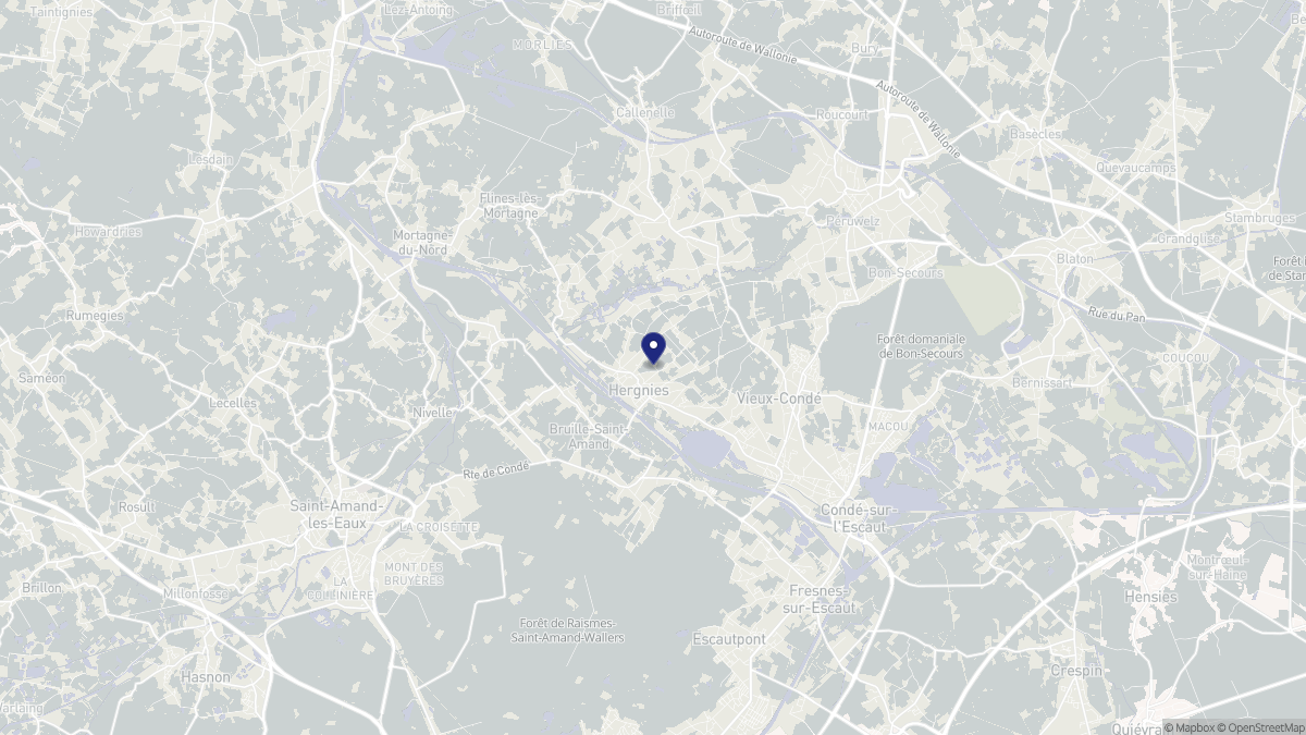Aperçu cartographique de Hergnies, centré sur la commune